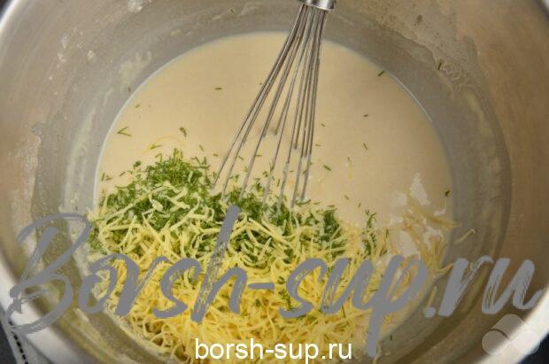 Сырные блины с укропом – фото приготовления рецепта, шаг 4