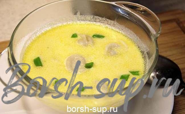 сырный суп с пельменями