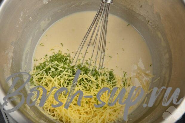 Сырные блины с укропом – фото приготовления рецепта, шаг 4